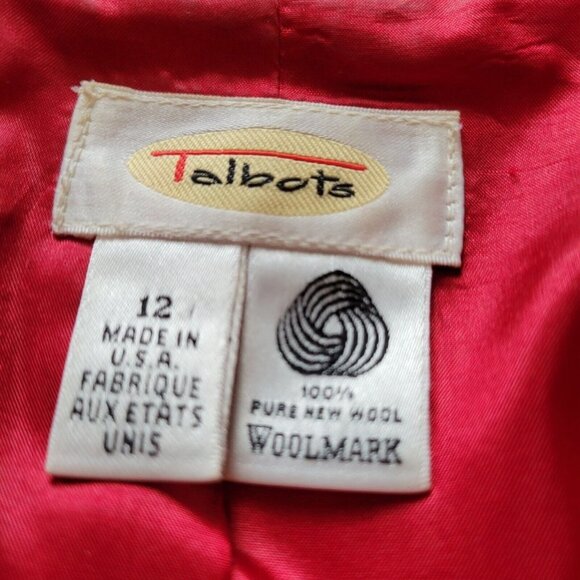 TALBOTS RED NEW WOOL LINED BLAZER JACKET SIZE 12 CAREER WORKWEAR - Picture 5 of 5